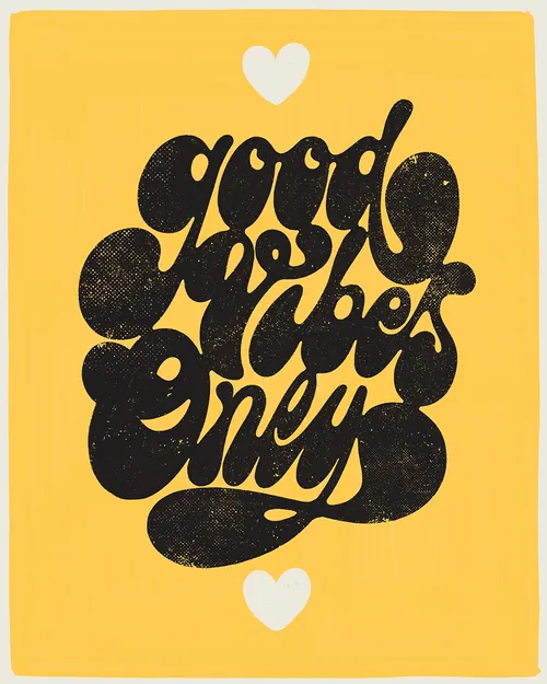 Hand-lettered phrase good vibes only by Mel Cerri