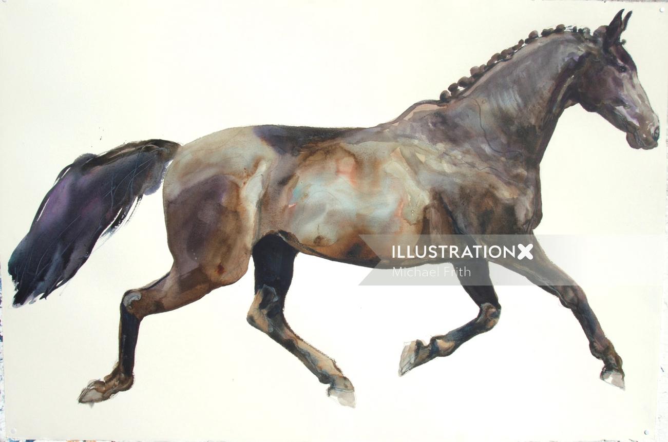 Horse watercolor painting 