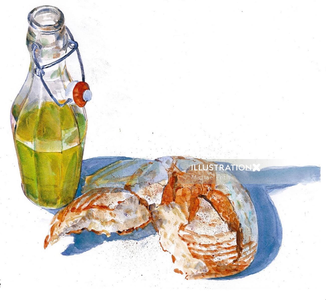 Watercolor drawing of food 