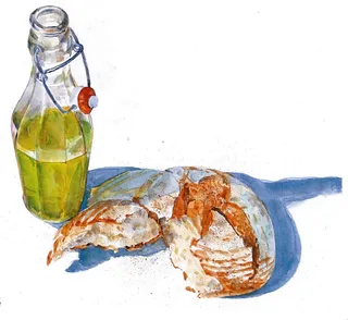 Watercolor drawing of food 