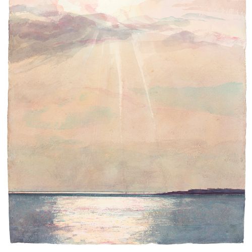 Watercolor illustration sea and sky
