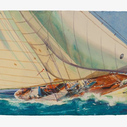 Watercolor illustration ship
