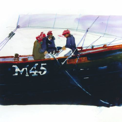 Watercolor illustration M45 boat
