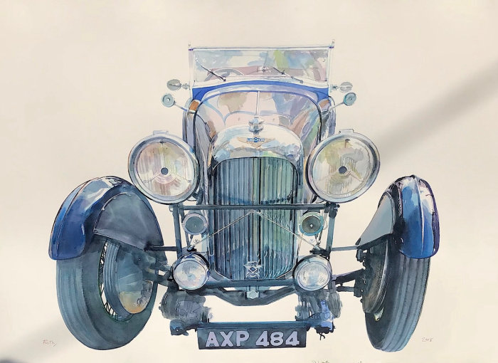 Ilustração em aquarela de carro