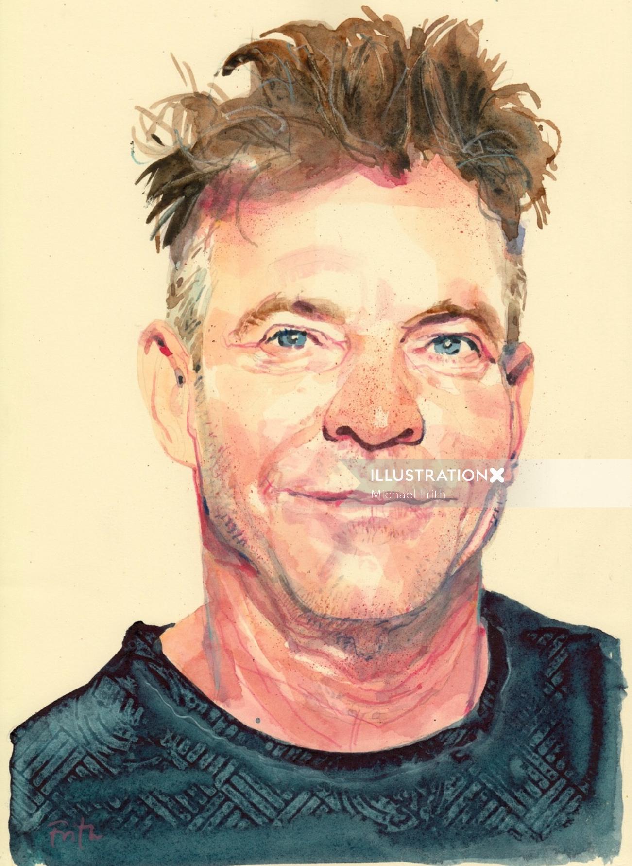 Watercolor illustration celebrity portrait
