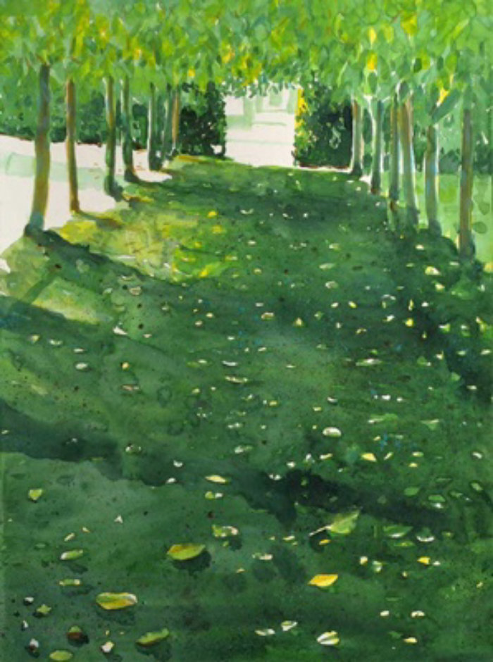 Painting of greenery garden path