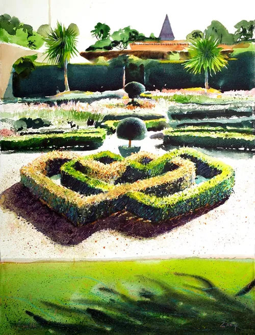 Illustration of beautiful garden by Michael Frith 