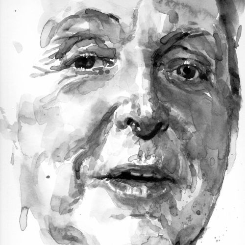 Black and white portrait of Paul McCartney