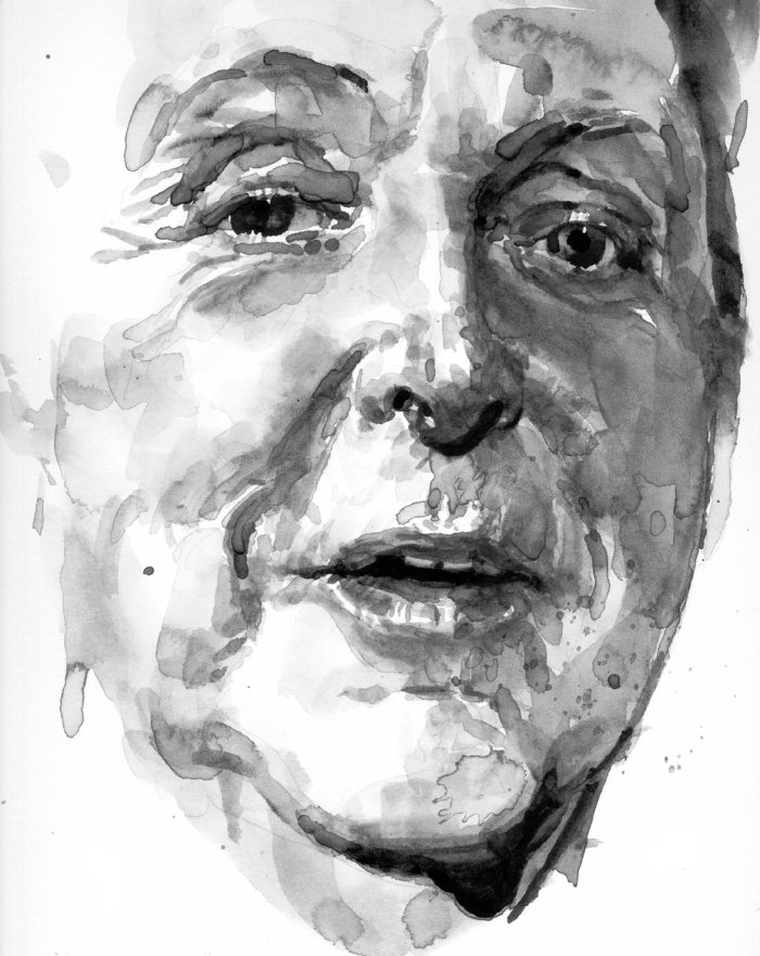 Black and white portrait of Paul McCartney