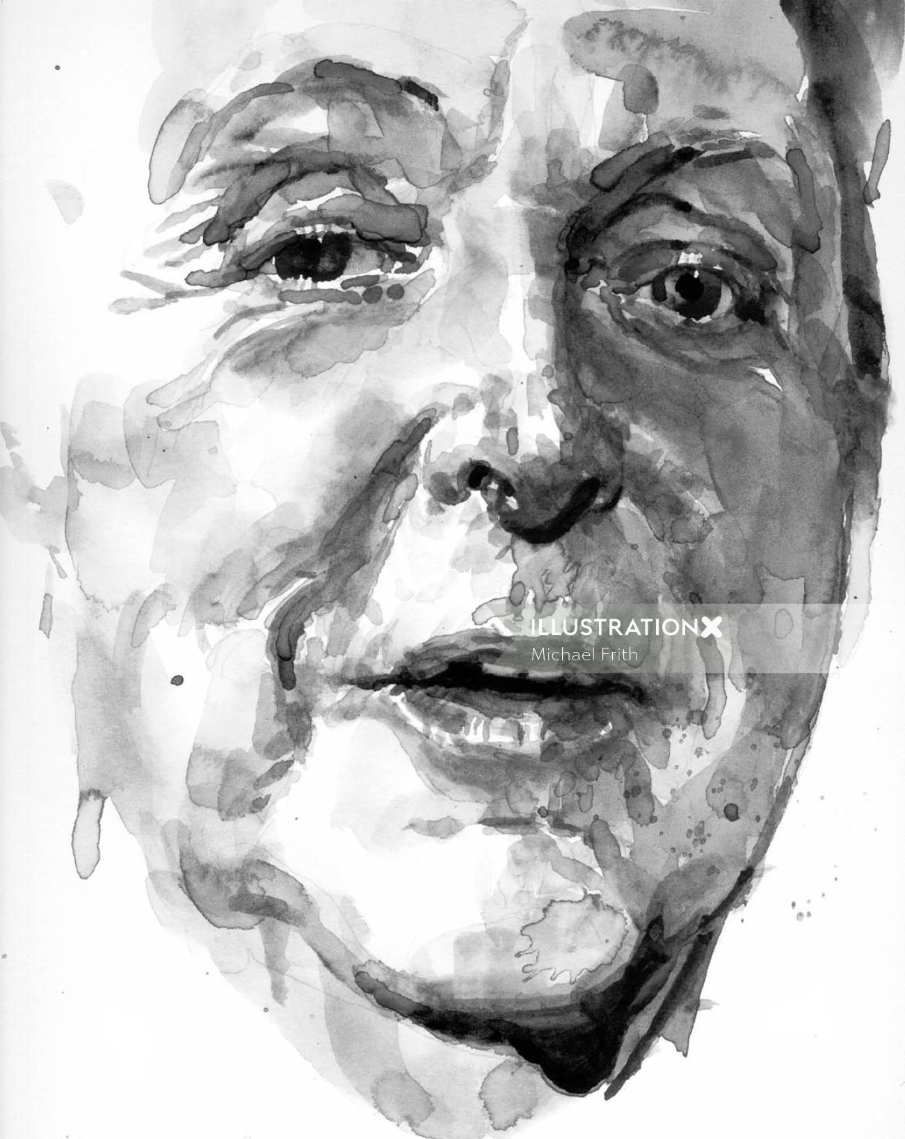 ポールマッカートニーの黒と白の肖像画