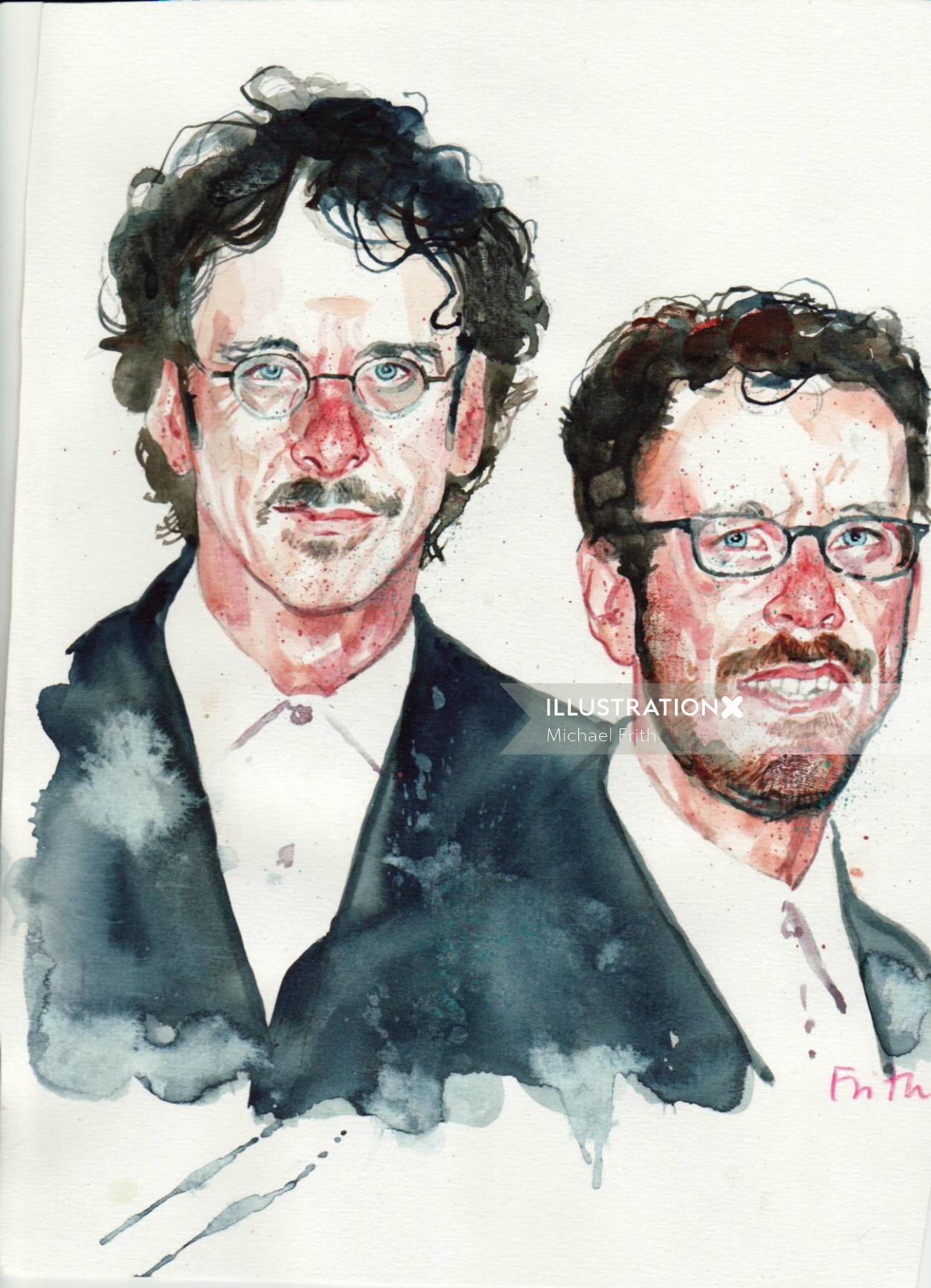 The Cohen Brothers portrait art 