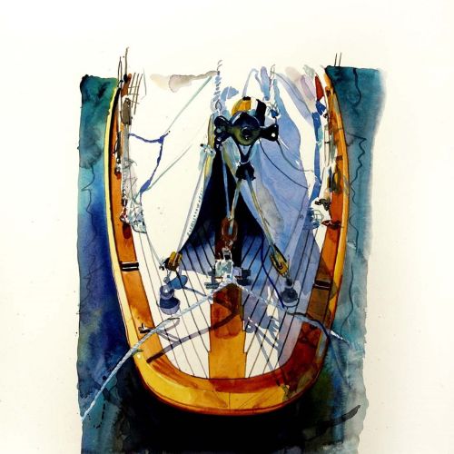 Watercolor illustration of boat 