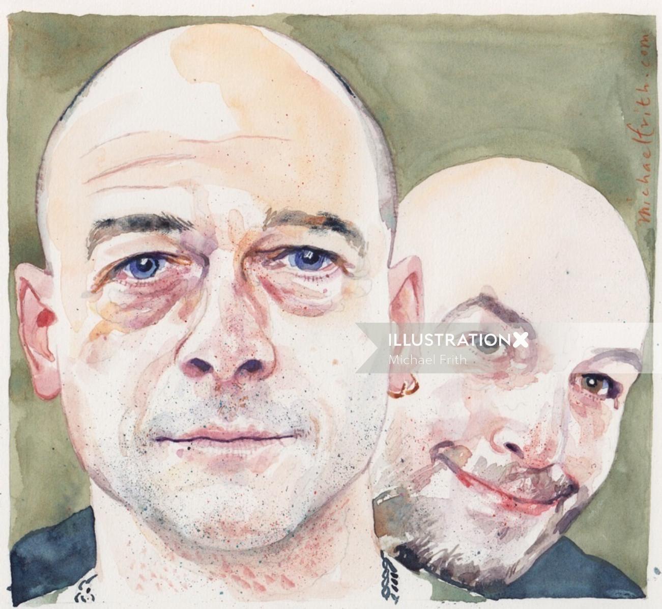 Watercolour Illustration of Chapman Brothers