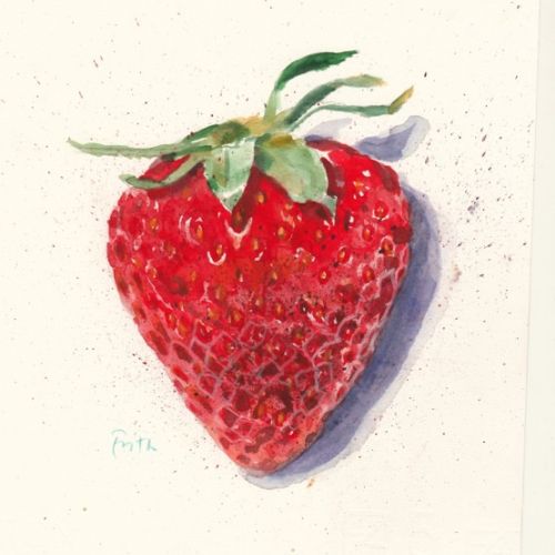 Strawberry fruit watercolour painting