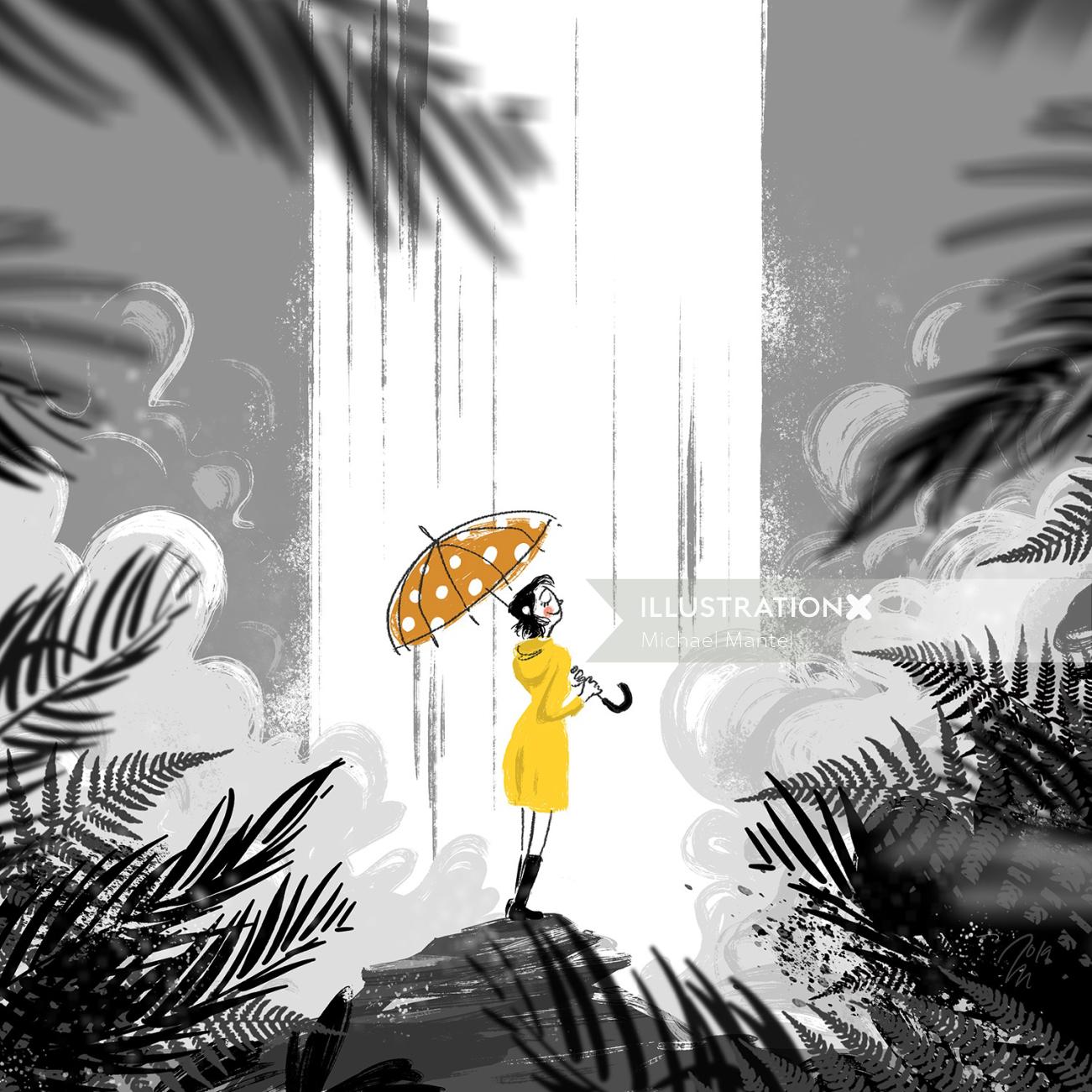 Lifestyle of Young woman with umbrella
