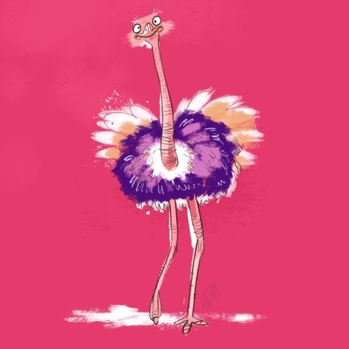 Humor illustration of Ostrich Bird 