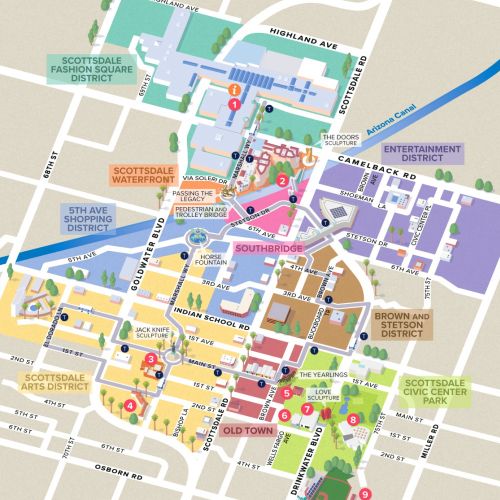 Scottsdale, AZ Downtown map illustration