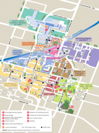 Ilustración del mapa del centro de Scottsdale, AZ