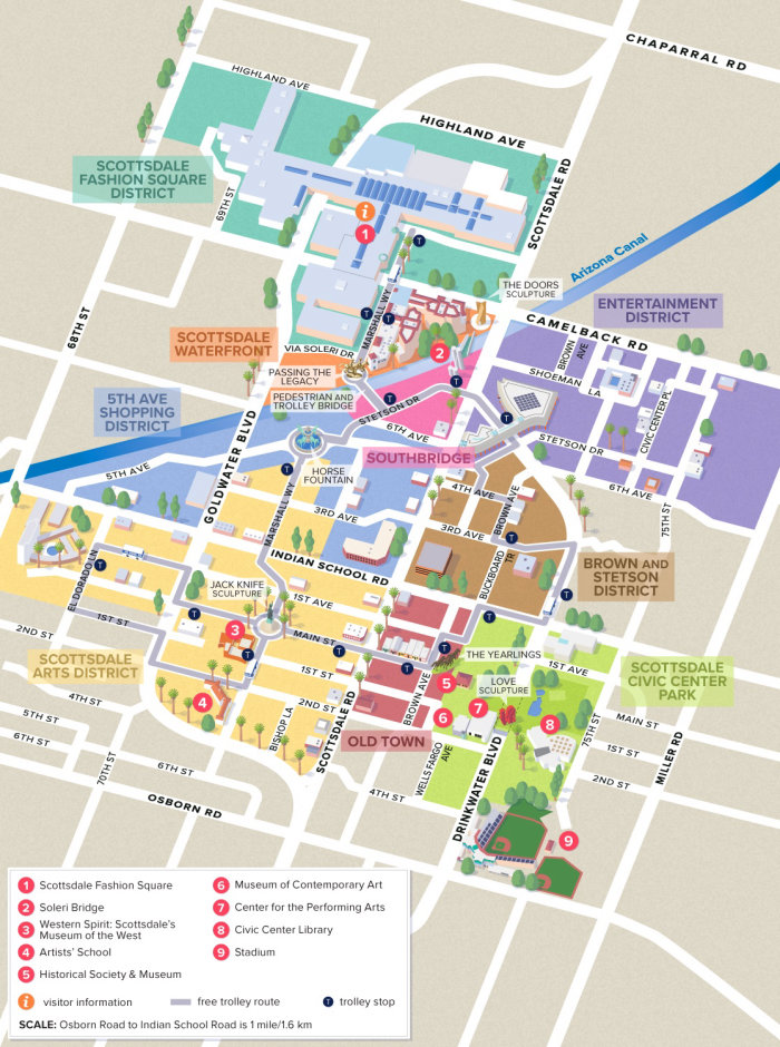 Scottsdale, AZ Downtown map illustration