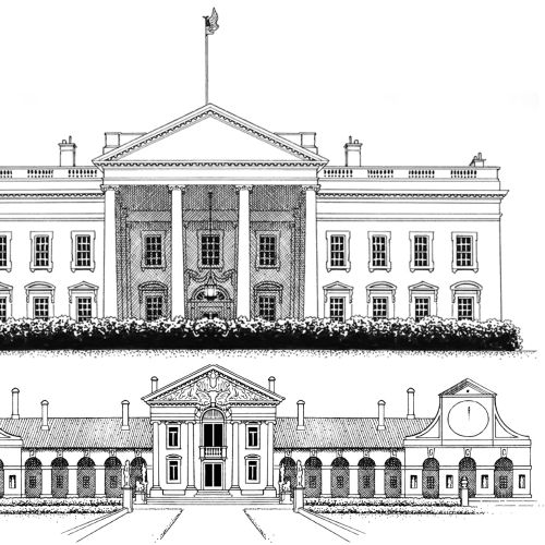 Architectural illustration of White House & Villa Barbaro