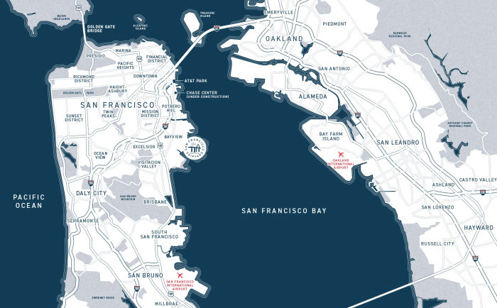 San Francisco graphic map design by Mike Hall