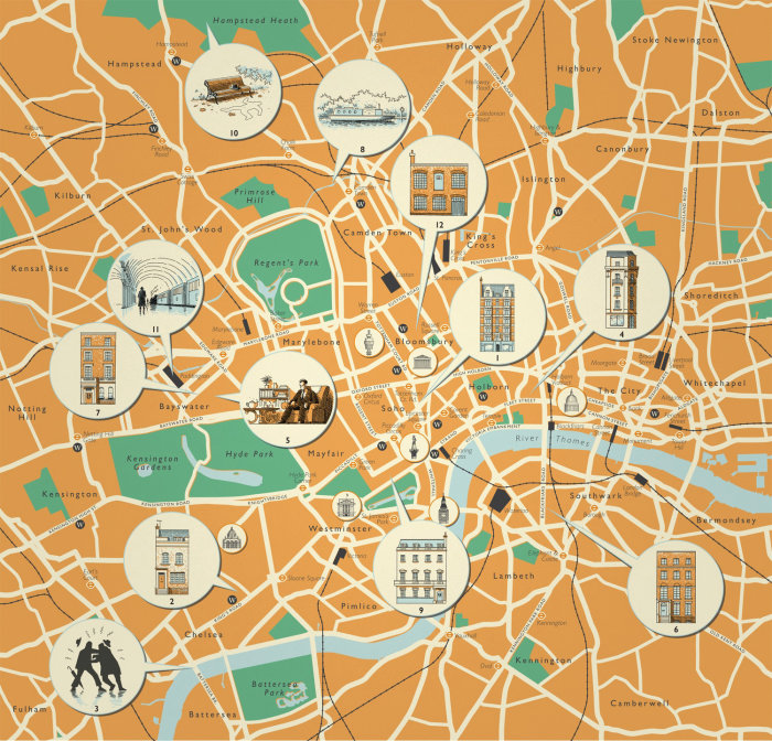 伦敦地点的详细地图