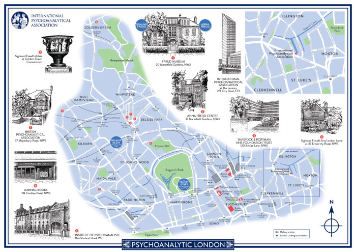Psychoanalytic London map illustration