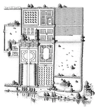 Thomas More's Chelsea Manor black and white drawing 