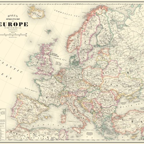 European Antique Style Map 2021