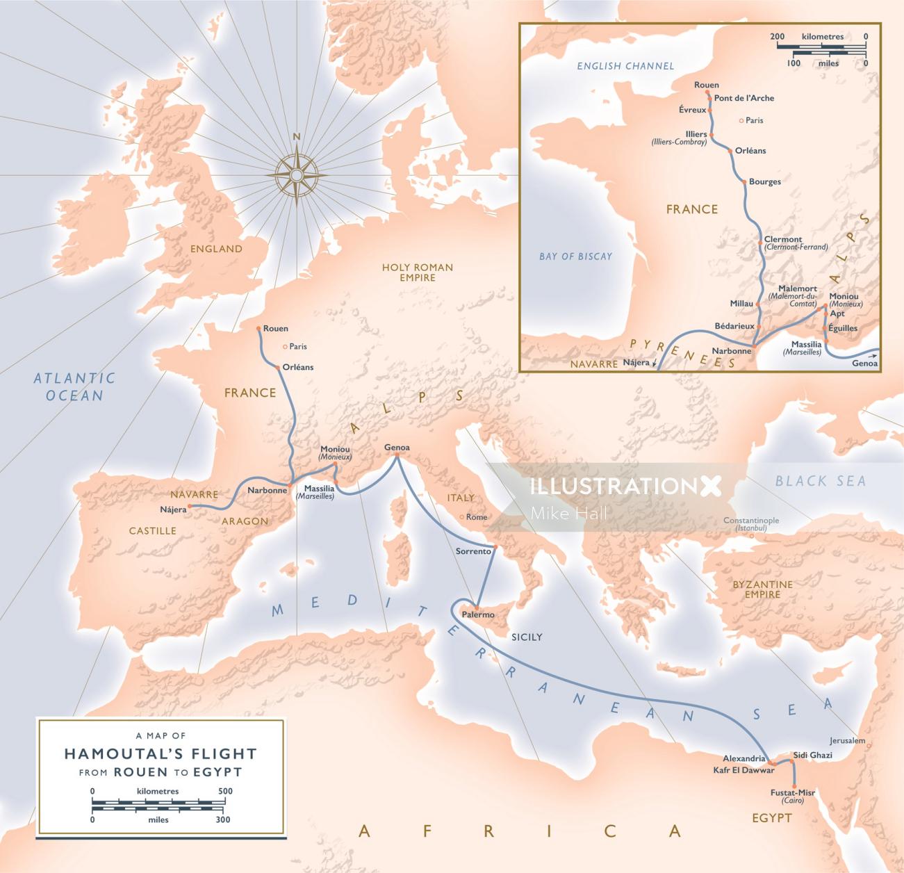 Map of medieval Europe for 'The Convert'