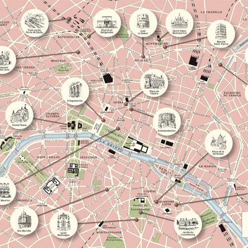 Retro Paris map illustration