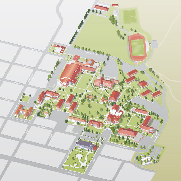Exemplo de mapa do campus da Western Colorado University