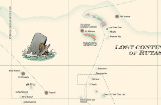 Le dessin de la carte montre les continents perdus de Rutas