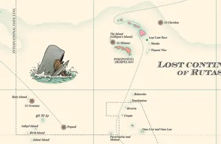 Desenho do mapa mostra os Continentes Perdidos de Rutas