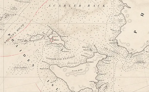 Detailed vintage nautical map of the French coast by Mike Hall