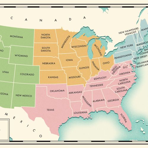 United States of America region map design