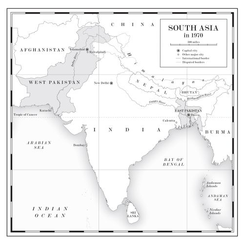 1970 South Asia map drawn by Mike Hall