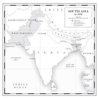 Mapa del sur de Asia de 1970 dibujado por Mike Hall