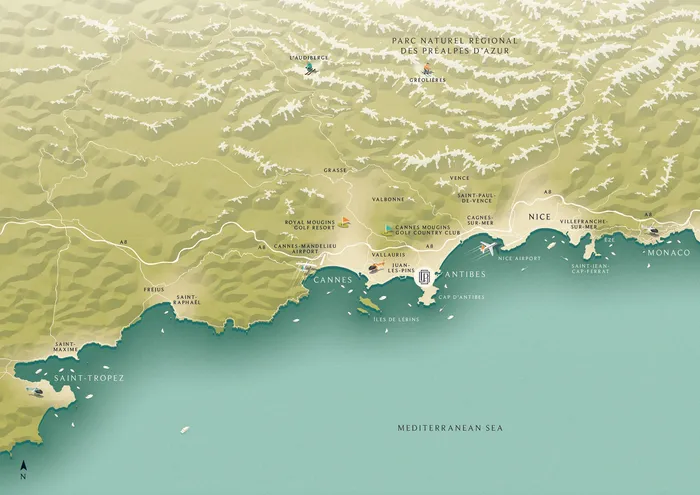 Lugares e localização das áreas costeiras do Mar Mediterrâneo