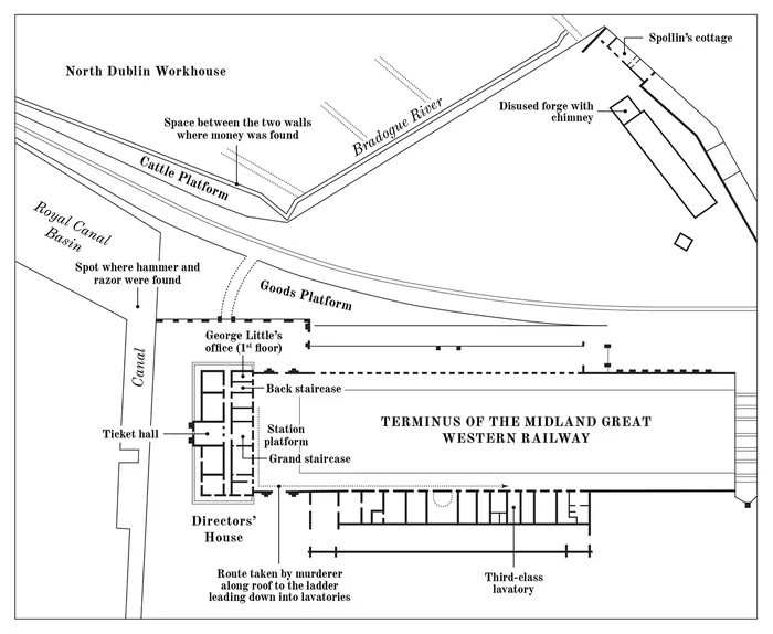 Ilustração do plano do terminal ferroviário Midland Great Western