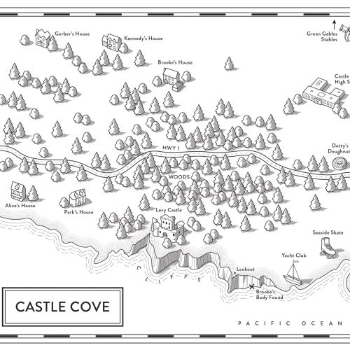 Castle Cove black and white map illustration