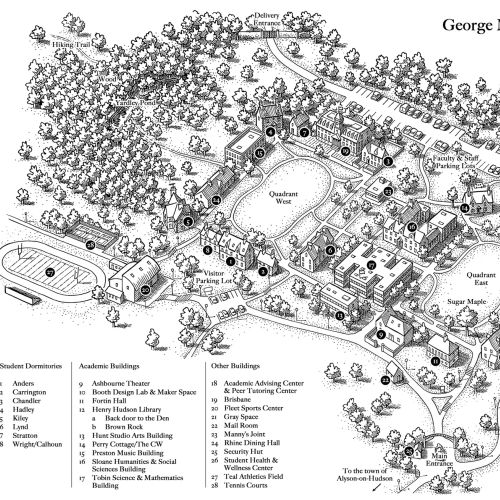 Campus map of George M. Tipton Academy in black and white