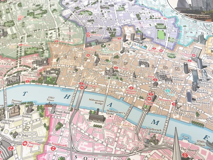 Map of central London showing River Thames
