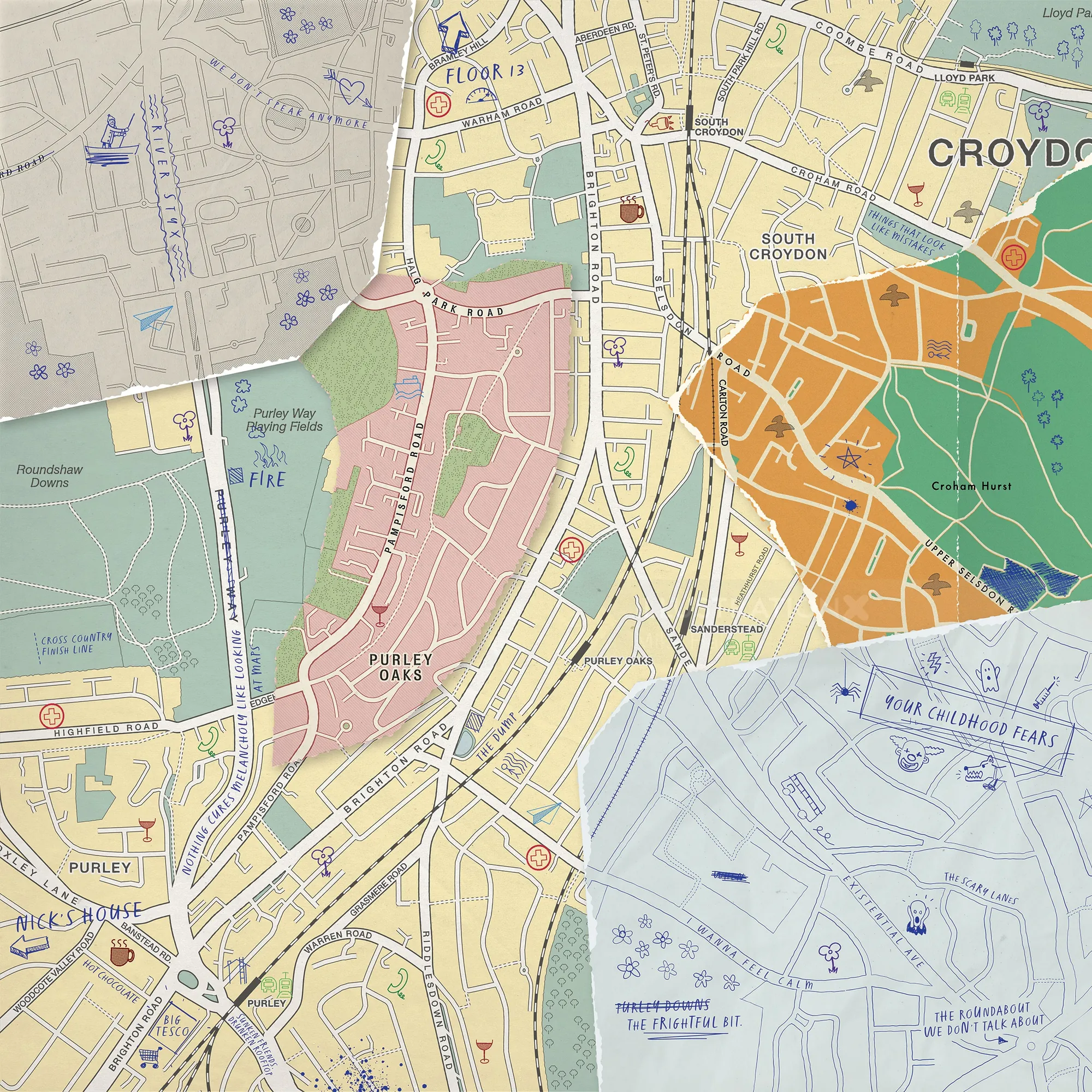 Detailed Croydon map showing location in South London