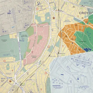 Detailed Croydon map showing location in South London
