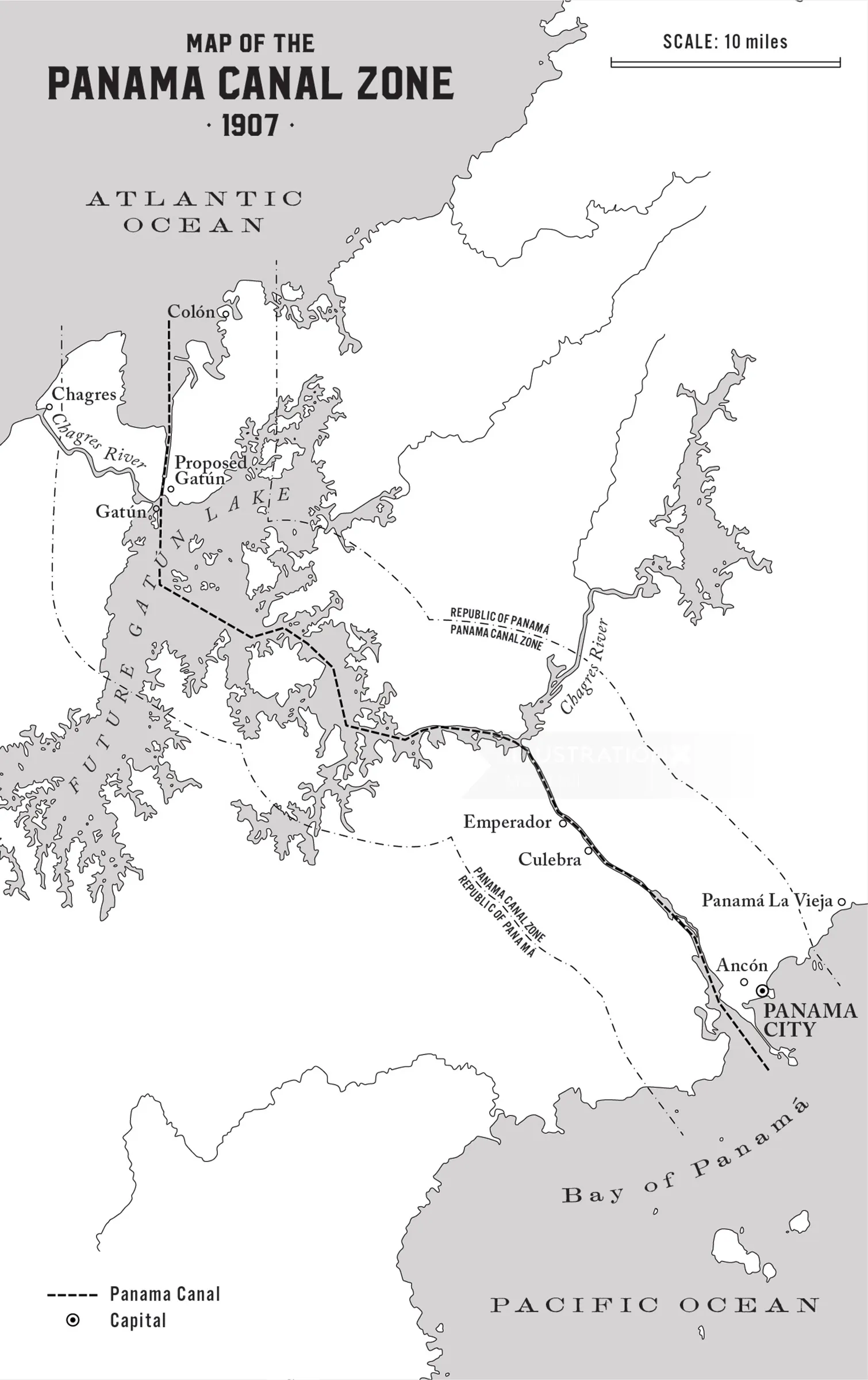 Geographic map of the Panama Canal region