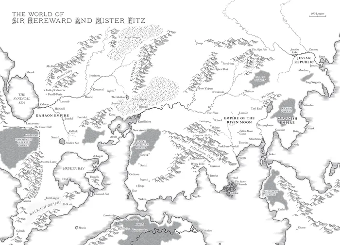 Design do mapa de O Mundo de Sir Hereward e Mister Fitz