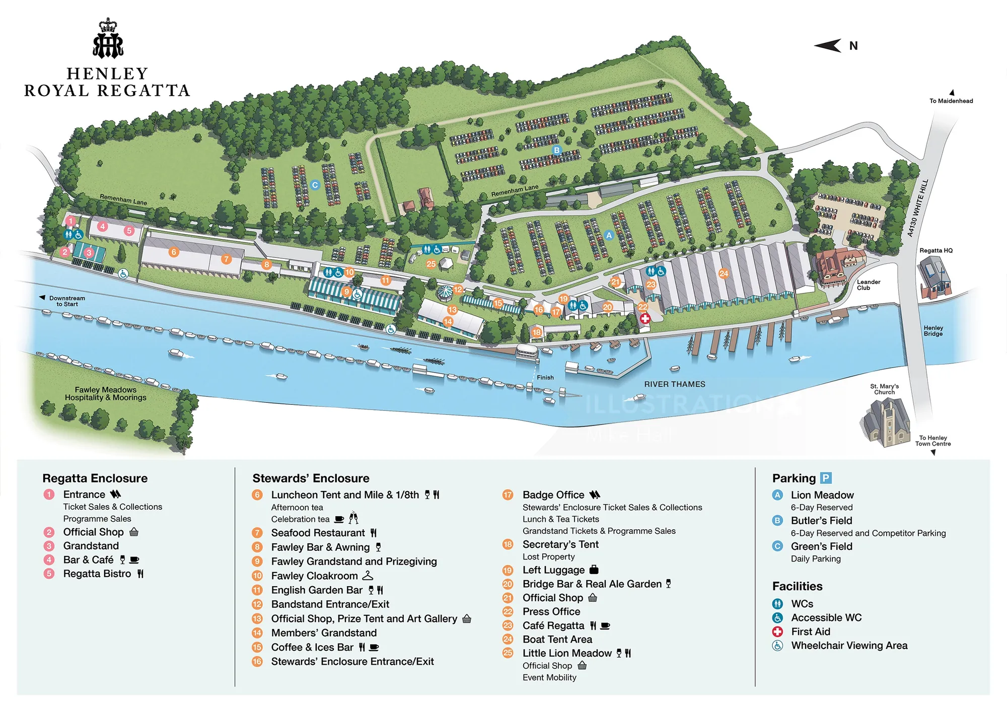 Informative map work of Henley Royal Regatta 