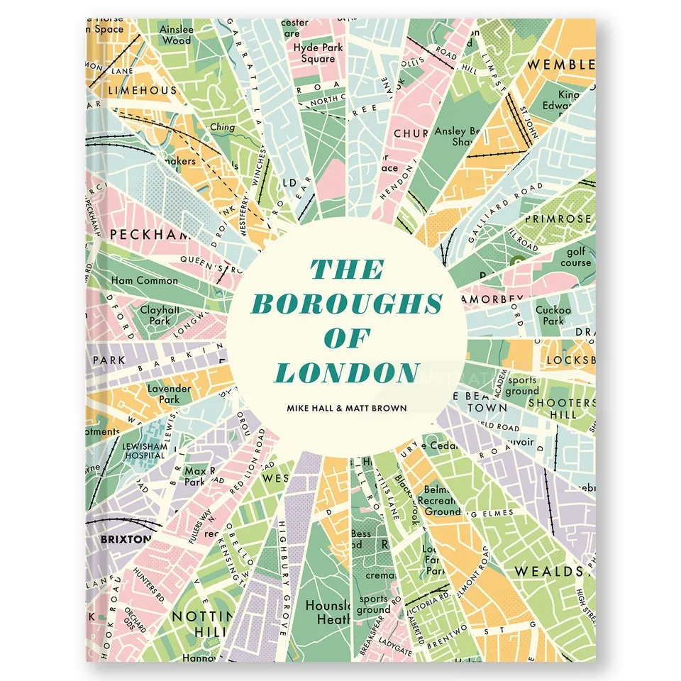 Radial map showing the boroughs of London in various colors