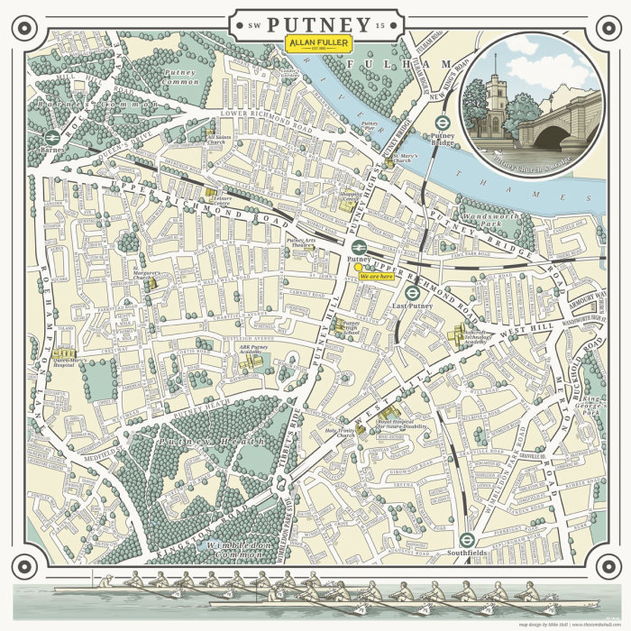 Ilustração do mapa do Google de Putney